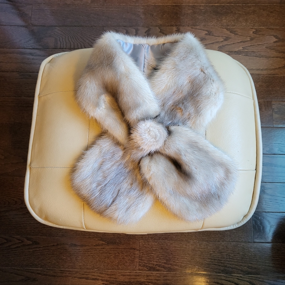 Silver/Light Grey Real Mink Neck Warmer/Scarf